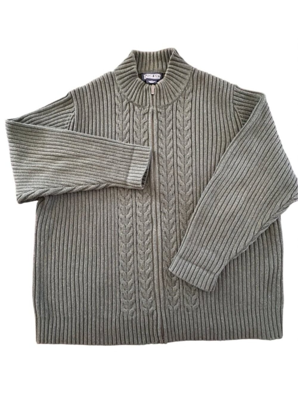 Plus Size Lands End Thick Cotton Full Zip Cardigan Sweater Green Size 2X